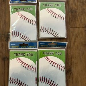 Baseball Themed Thank You Note Card - 4 packs 8ct rack pk Cards & Envelopes